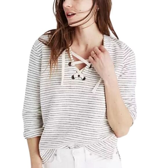 Madewell striped lace up sweater - Picture 2 of 4